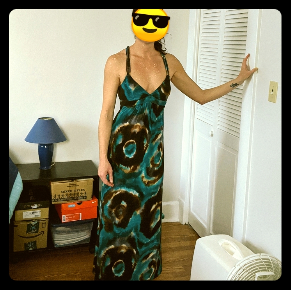 Teal & Brown Maxi Dress
